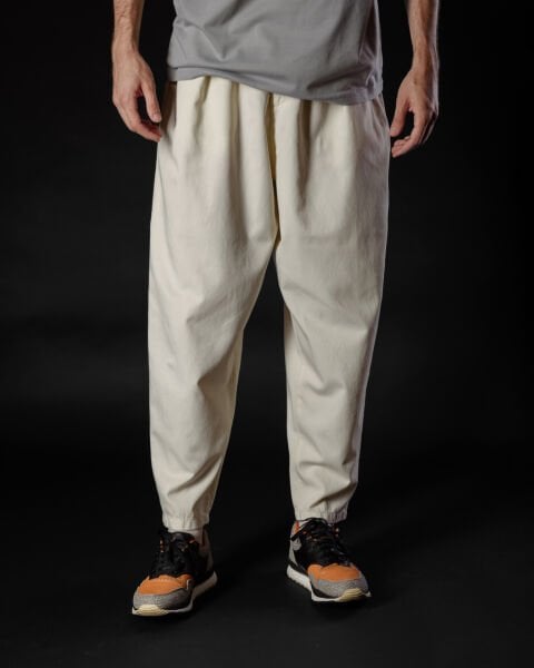 Tencel - Pamuk Çift Pile Pantolon Beyaz - S -29, 30-