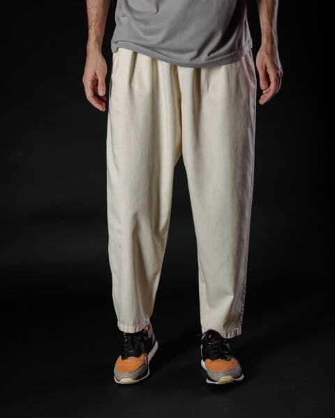 Tencel - Pamuk Çift Pile Pantolon Beyaz - S -29, 30-