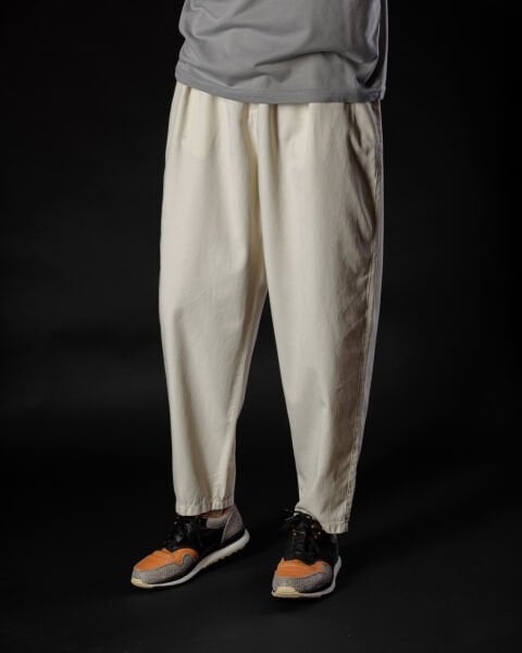 Tencel - Pamuk Çift Pile Pantolon Beyaz - S -29, 30-