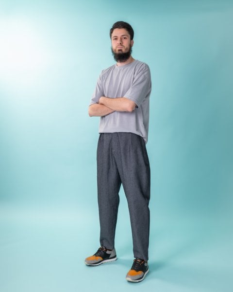 GKD2 Kırçıllı Pantolon - Lacivert/Beyaz