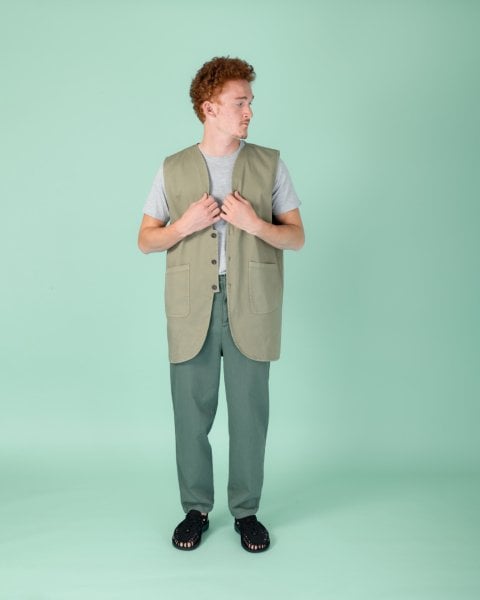 22/2 Uzun Yelek Yeşil - L