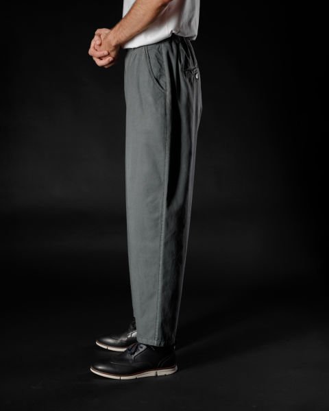 Tencel - Pamuk Çift Pile Pantolon Füme - XS -28-