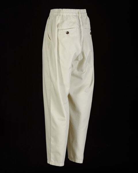Tencel - Pamuk Çift Pile Pantolon Beyaz - L -33, 34-
