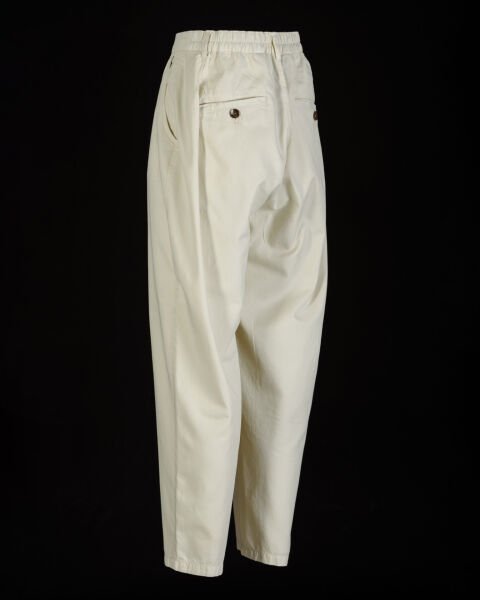 Tencel - Pamuk Çift Pile Pantolon Beyaz - XL -36-