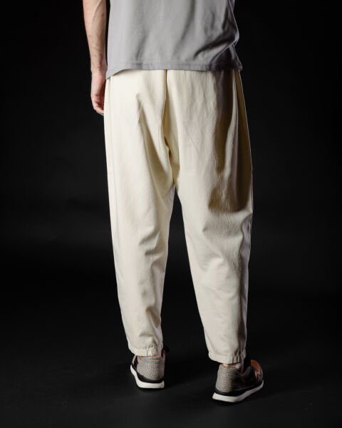 Tencel - Pamuk Çift Pile Pantolon Beyaz - XL -36-
