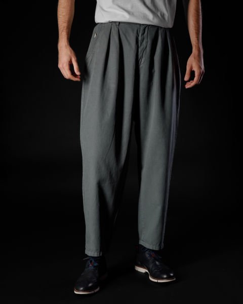 Tencel - Pamuk Çift Pile Pantolon Füme - XXL -38, 40-
