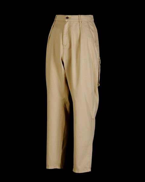 Tencel - Pamuk Tek Pile Pantolon Koyu Bej - XS -28-