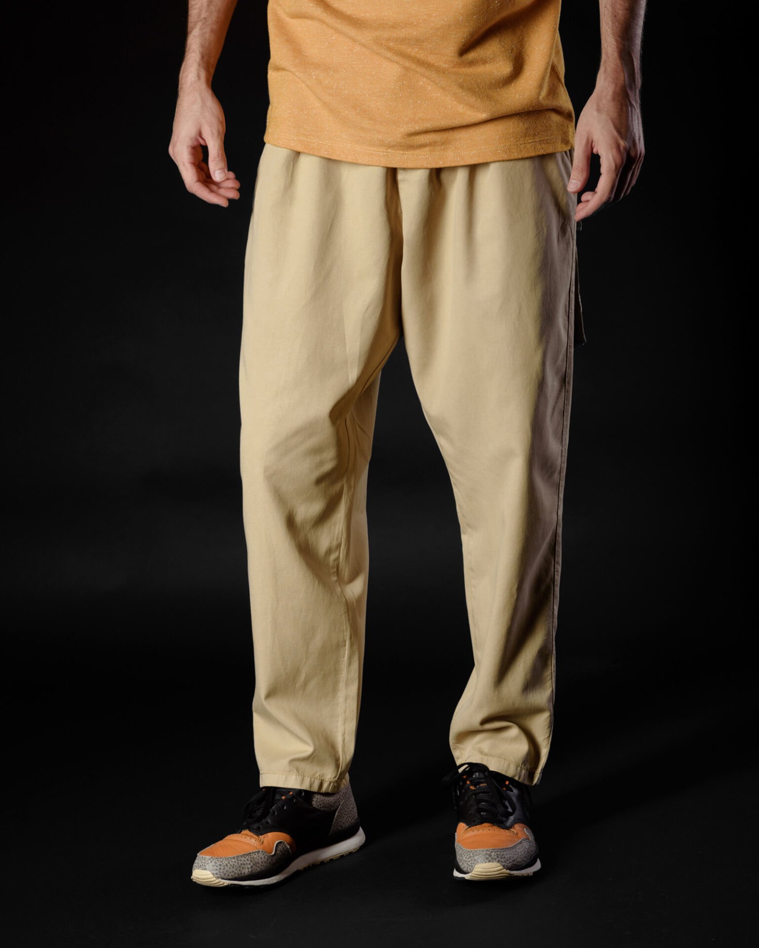 Tencel - Pamuk Tek Pile Pantolon Koyu Bej - XS -28-