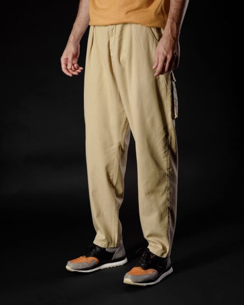 Tencel - Pamuk Tek Pile Pantolon Koyu Bej - XS -28-
