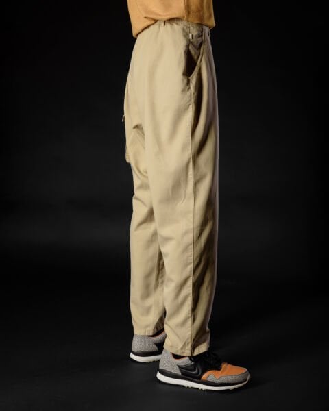 Tencel - Pamuk Tek Pile Pantolon Koyu Bej - XS -28-