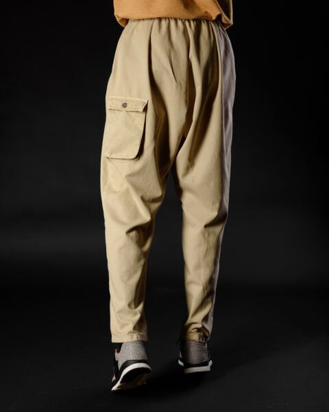 Tencel - Pamuk Tek Pile Pantolon Koyu Bej - XS -28-
