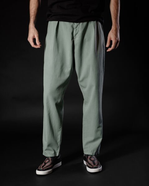 Tencel - Pamuk Tek Pile Pantolon Yeşil - XS -28-
