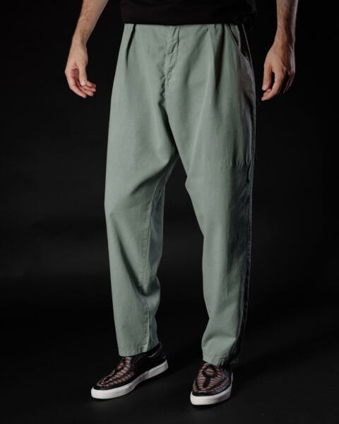 Tencel - Pamuk Tek Pile Pantolon Yeşil - XS -28-