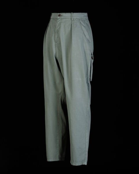 Tencel - Pamuk Tek Pile Pantolon Yeşil - S -29-