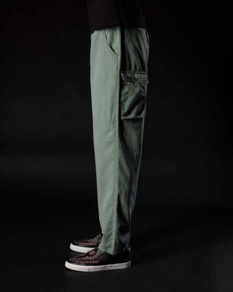 Tencel - Pamuk Tek Pile Pantolon Yeşil - S -29-
