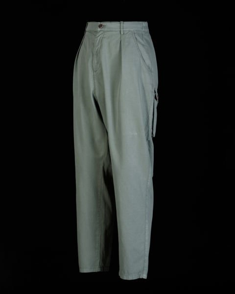 Tencel - Pamuk Tek Pile Pantolon Yeşil - XL -34-
