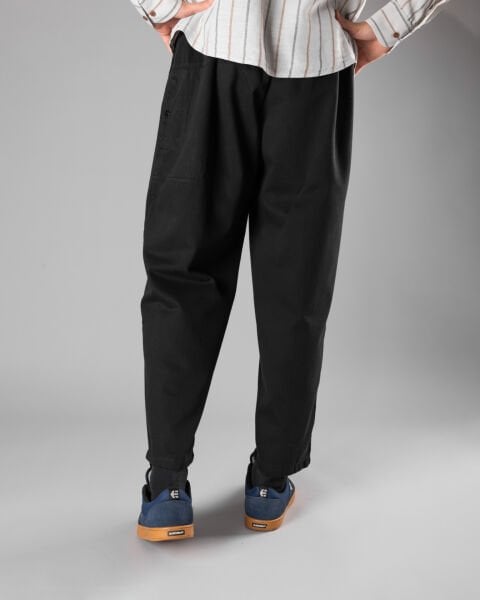 'Balıksırtı' Üç Fleto Cepli Pantolon - Siyah