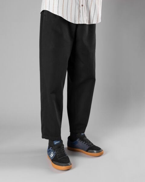 'Balıksırtı' Üç Fleto Cepli Pantolon - Siyah