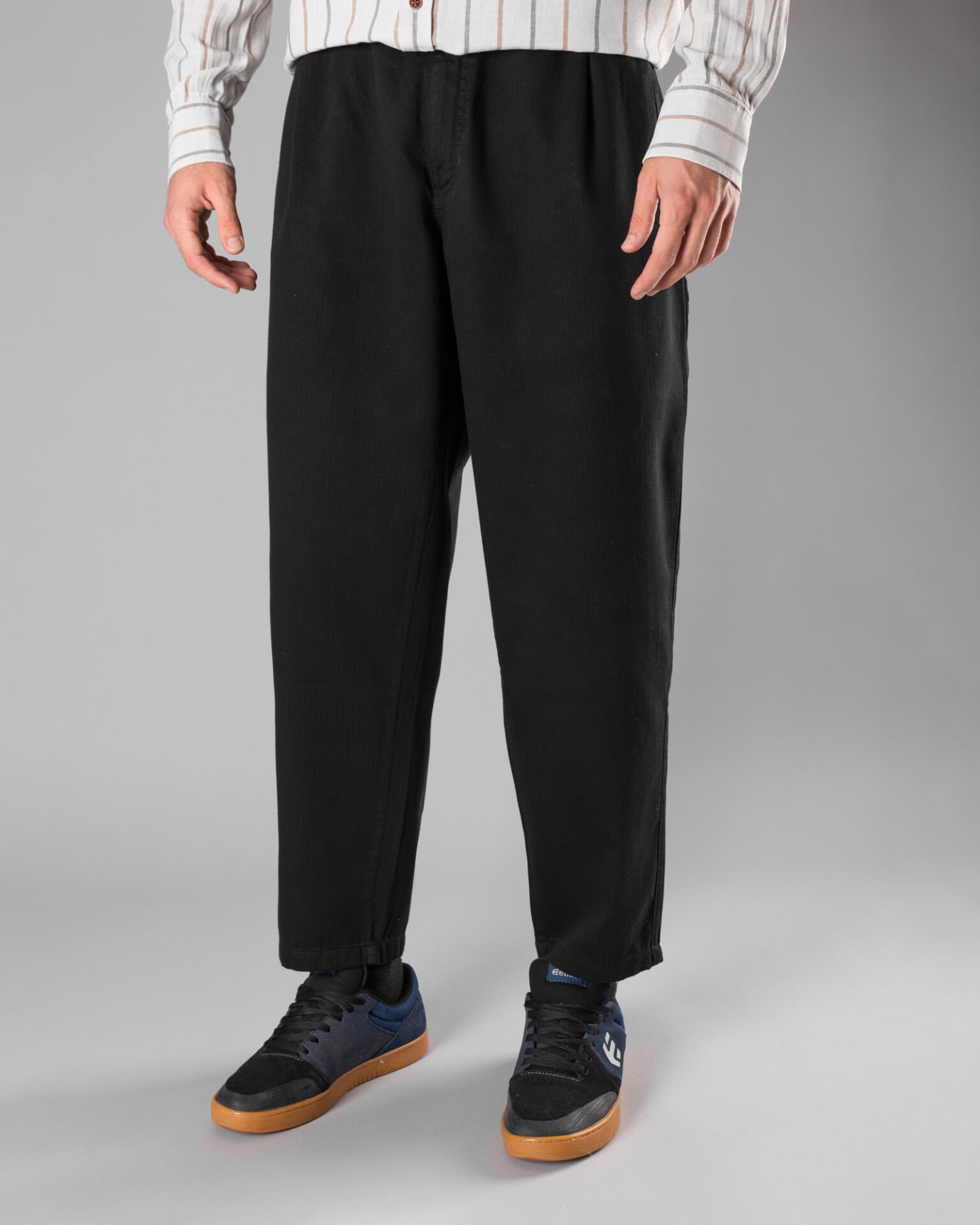 'Balıksırtı' Üç Fleto Cepli Pantolon - Siyah