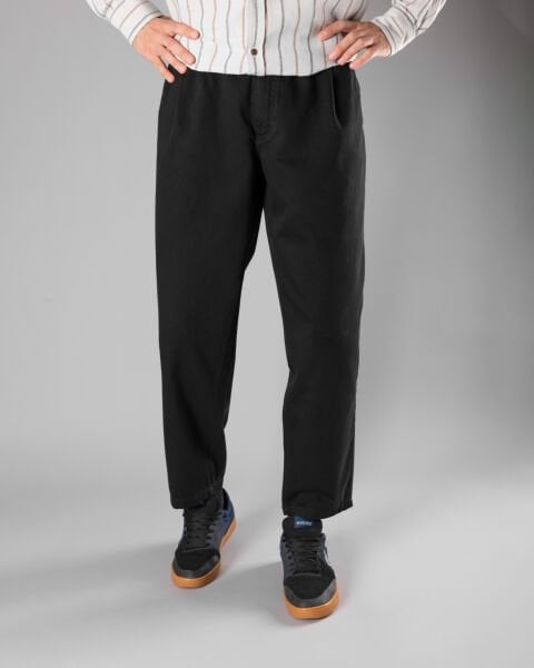 'Balıksırtı' Üç Fleto Cepli Pantolon - Siyah