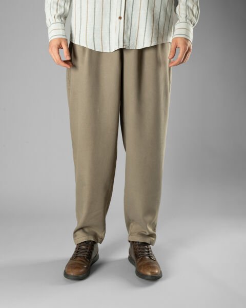 Örme Kumaş Çift Pile Pantolon Bej - S -29, 30-