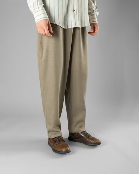 Örme Kumaş Çift Pile Pantolon Bej - M -31, 32-