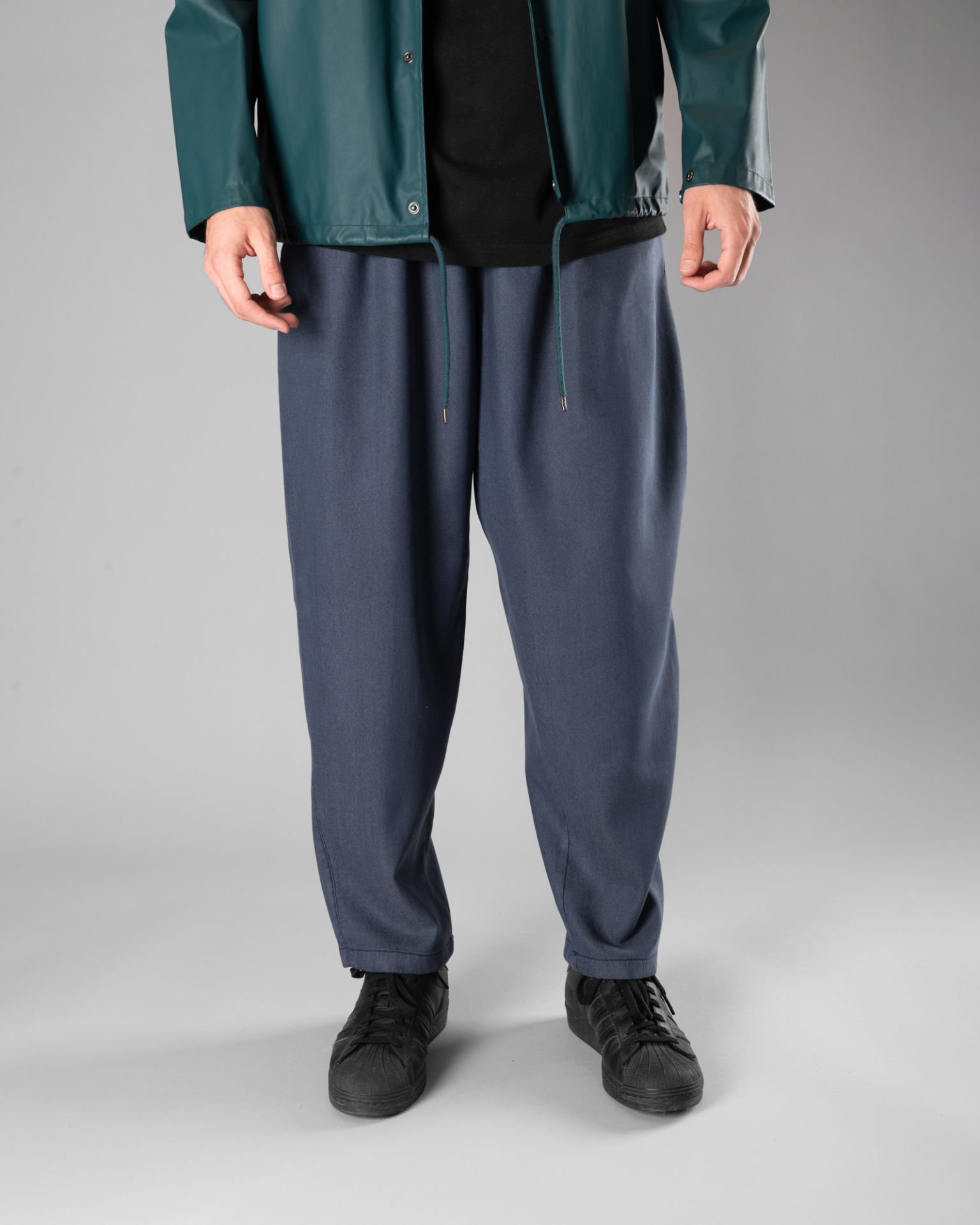 Örme Kumaş Çift Pile Pantolon Kırçıllı Lacivert - L -33, 34-