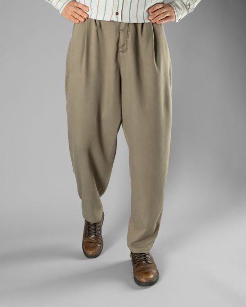 Örme Kumaş Çift Pile Pantolon Bej - L -33, 34-