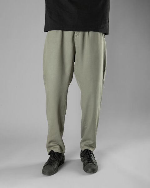Örme Kumaş Tek Pile Pantolon Yeşil (Smokey Olive) - XS -28-