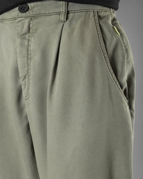 Örme Kumaş Tek Pile Pantolon Yeşil (Smokey Olive) - XS -28-