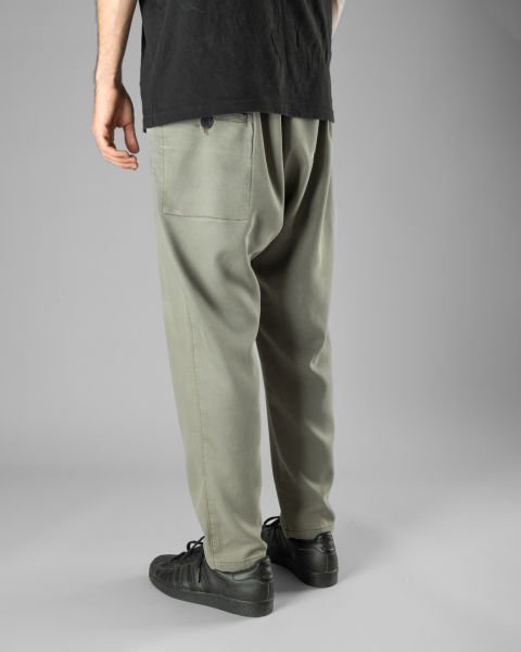 !ARŞİV! Örme Kumaş Tek Pile Pantolon Yeşil (Smokey Olive) - S -29, 30-