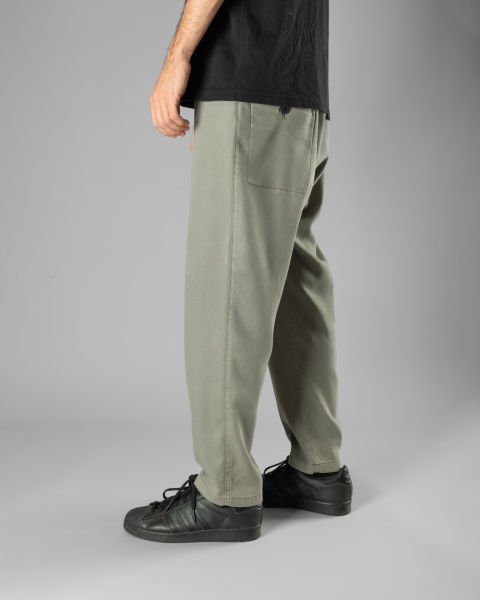 !ARŞİV! Örme Kumaş Tek Pile Pantolon Yeşil (Smokey Olive) - M -31, 32-