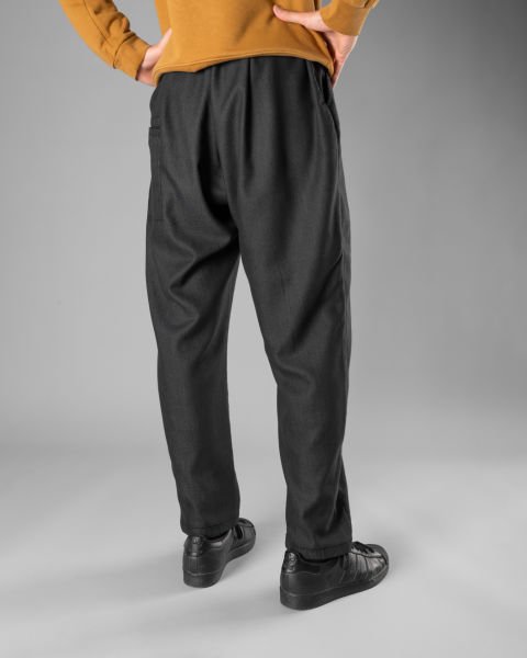 !ARŞİV! Örme Kumaş Tek Pile Pantolon Kırçıllı Siyah - L -33, 34-